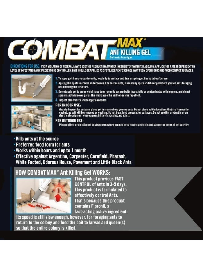 Combat Max Ant Killing Gel 27 Gram Fast Acting Ant Killer Eliminates Ants and Entire Colony Indoor Outdoor Ant Control Precision Gel Bait for Kitchen Home Entry Points Long Lasting Protection - Image 3